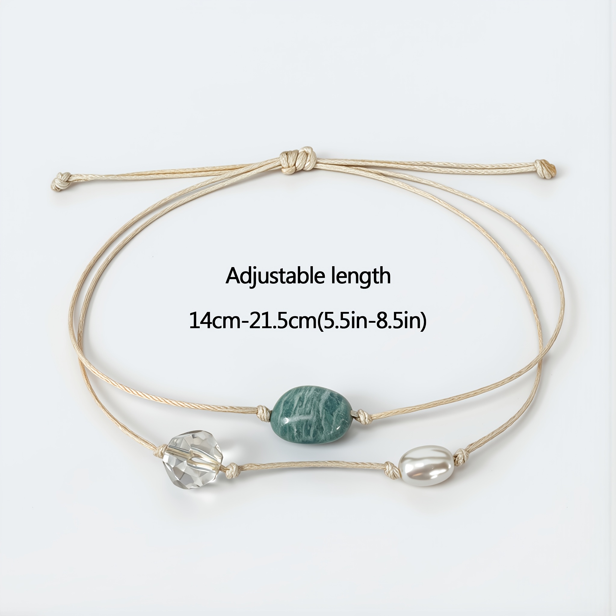 Boho Double Layer Ocean Shield Aura Bracelet, Adjustable Cord